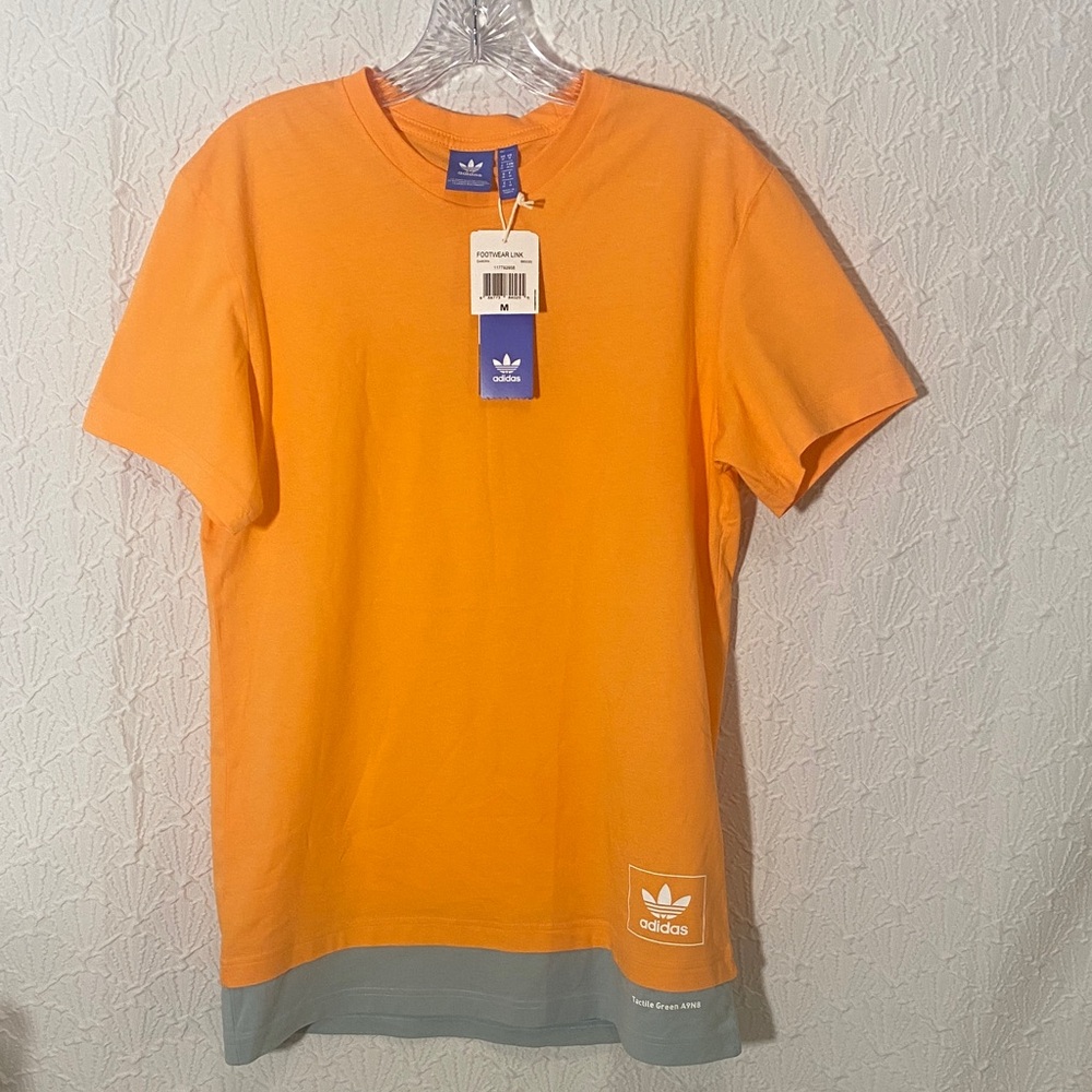 NWT Adidas Men's Orange and Gray Short Sleeve Tee size M Streetwear Bold Casual